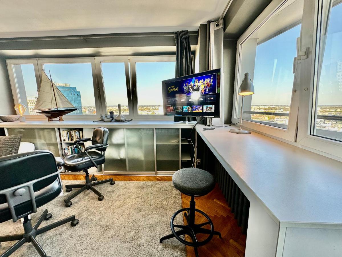 Super Apartament Grey Centrum 2X Metro Fast Wifi 300 Mbs Netflix Appletv Smarttv Spotify Panorama Miasta Warsaw Ngoại thất bức ảnh